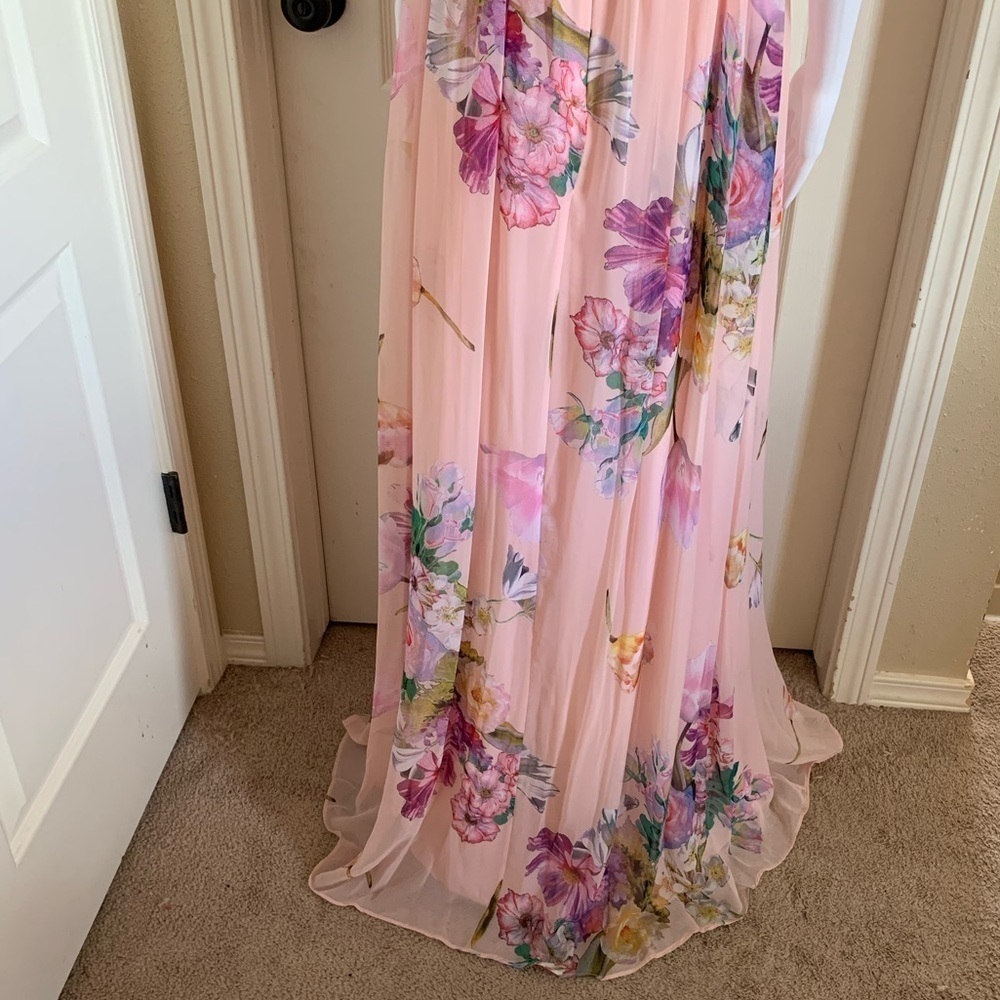 Adrianna Papell Floral Printed Chiffon Gown - Picture 12 of 16